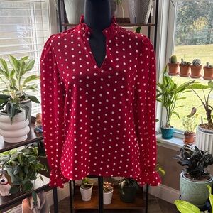 Red Polka Dot Women's Top